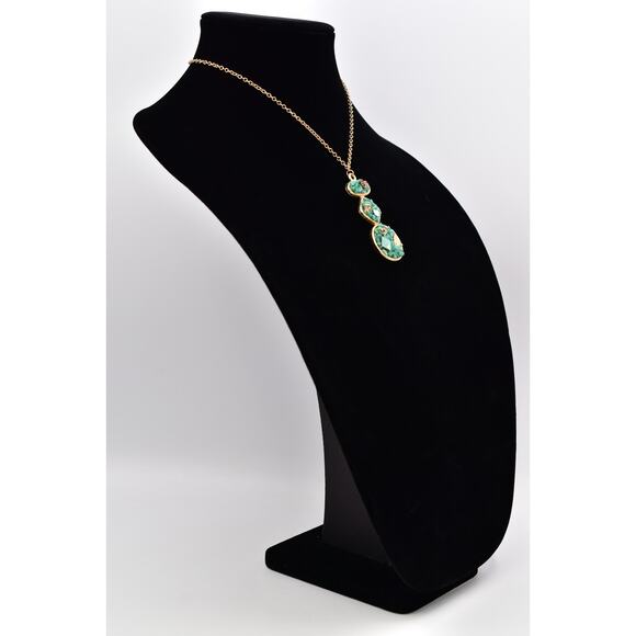 Sparkling Sage Pendant Necklace Green Press Glass Crystal Fall Autumn Leaf Bin3D - Picture 4 of 12